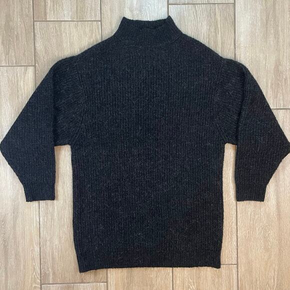 ZARA Knit Women’s Small Mock Neck Ribbed Sweater Gray Long Sleeve Wool Blend - Picture 1 of 10